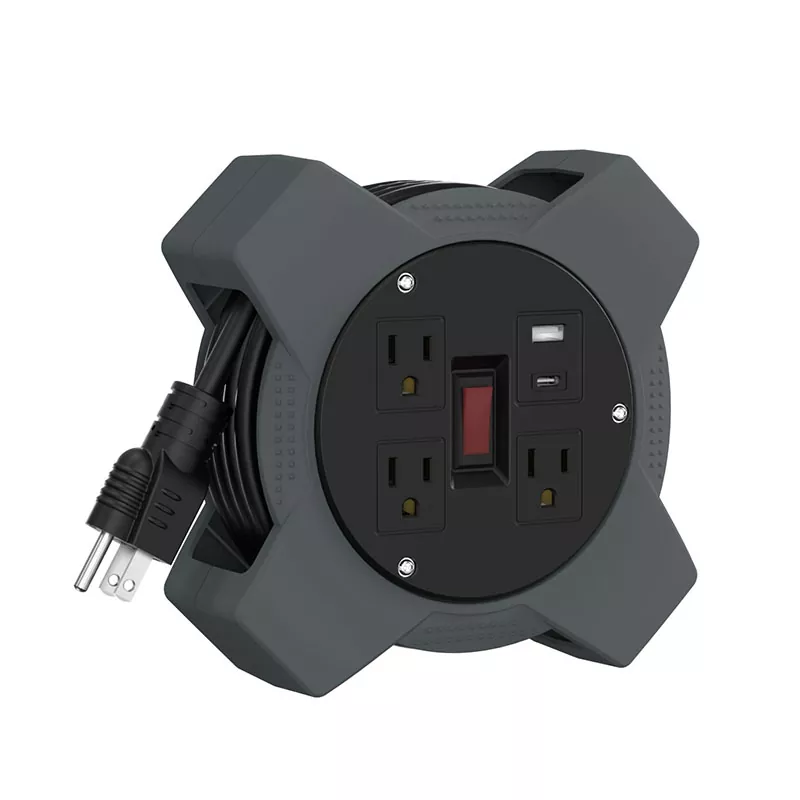 Bobina per cavo USB in plastica a 3 uscite da 20 piedi